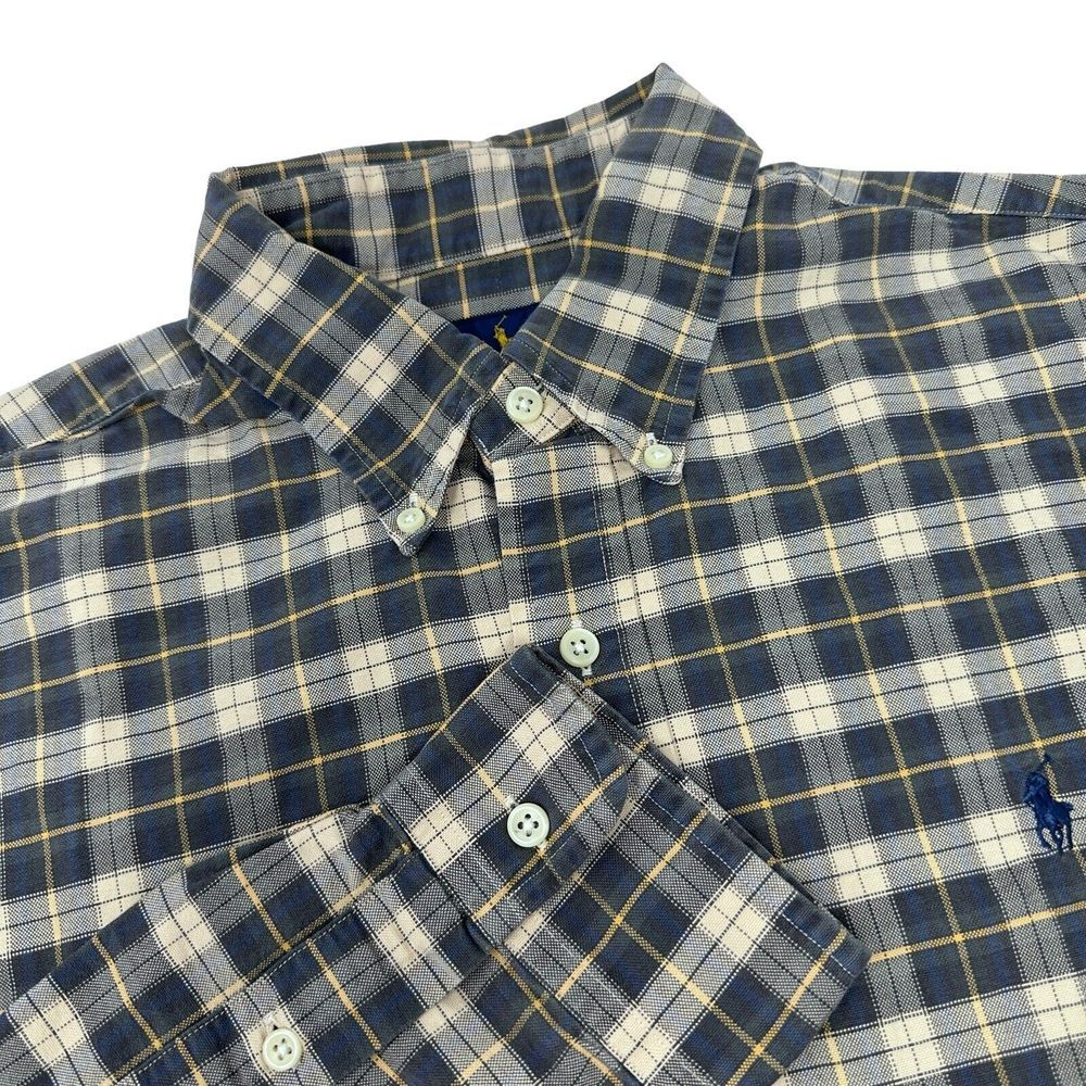 RALPH LAUREN Blue Yellow Plaid Long Sleeve Button Down Shirt Size Large